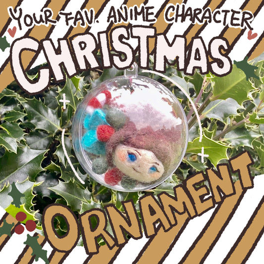 Custom Anime Character Christmas Ornament - Handmade Felt Bauble, Personalized Holiday Gift with Choice of Decorations and Colors